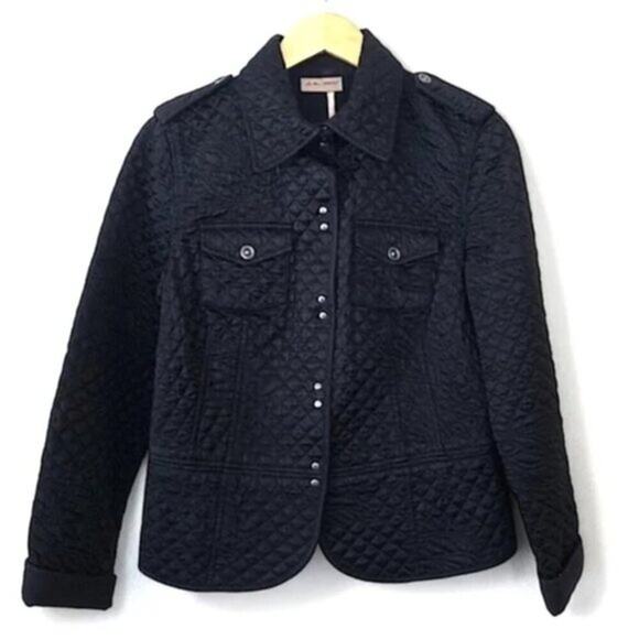 I.E. Relaxed Women's Jacket Quilted Military-Inspired Black Tailored Fit Size M - Picture 1 of 12